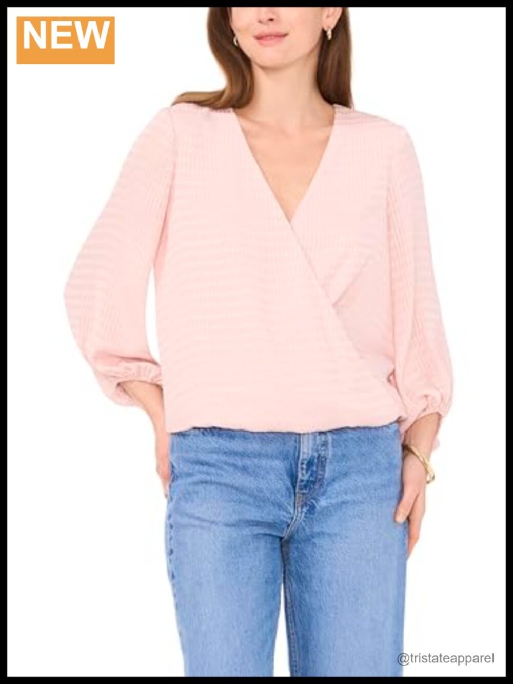Vince Camuto Womens Balloon Sleeve Cross Front Blouse V-Neck